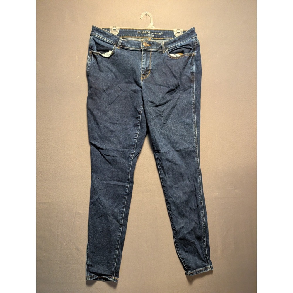 Maurices Jeans Womens Large Blue Denim Stretch Mid Rise Medium Wash Skinny Leg